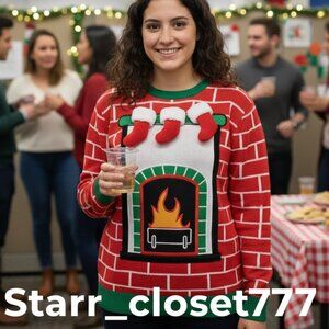 Party Time Red Christmas Sweater women's medium/large roomie stretchy pullover